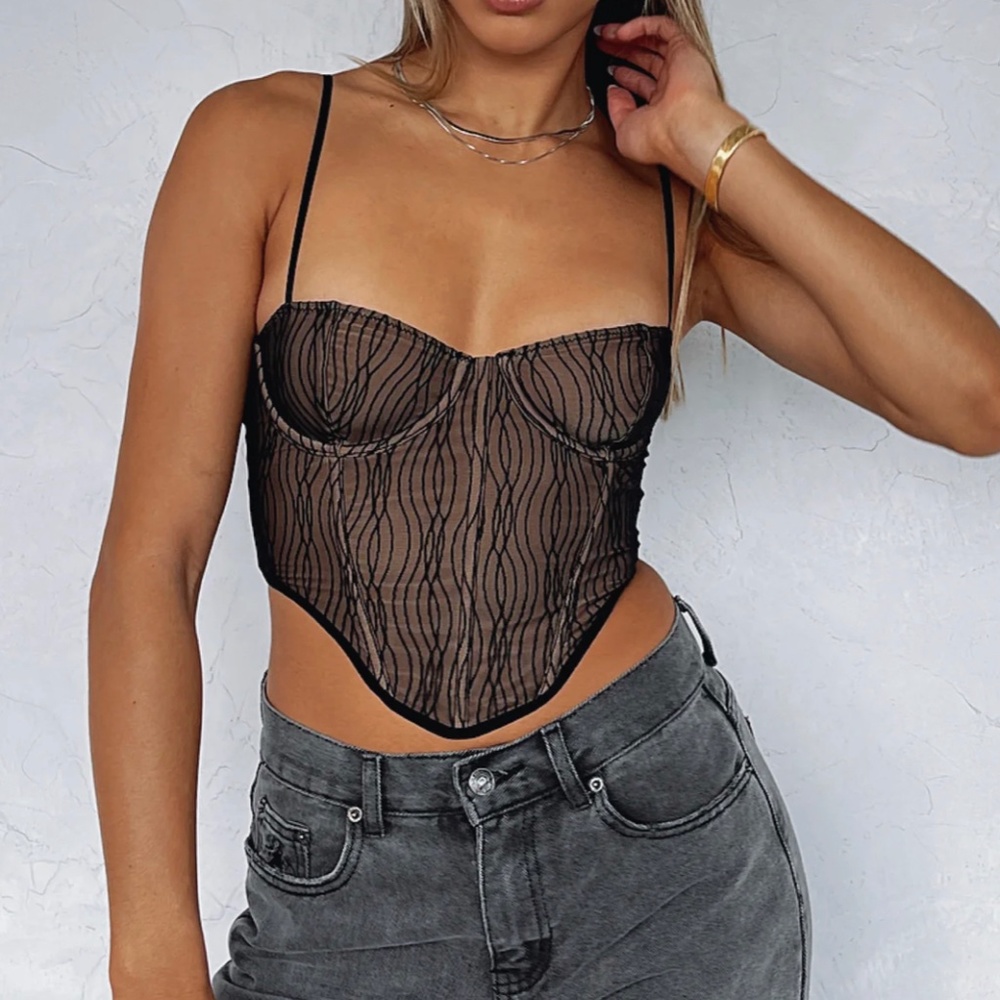 White fox black bustier